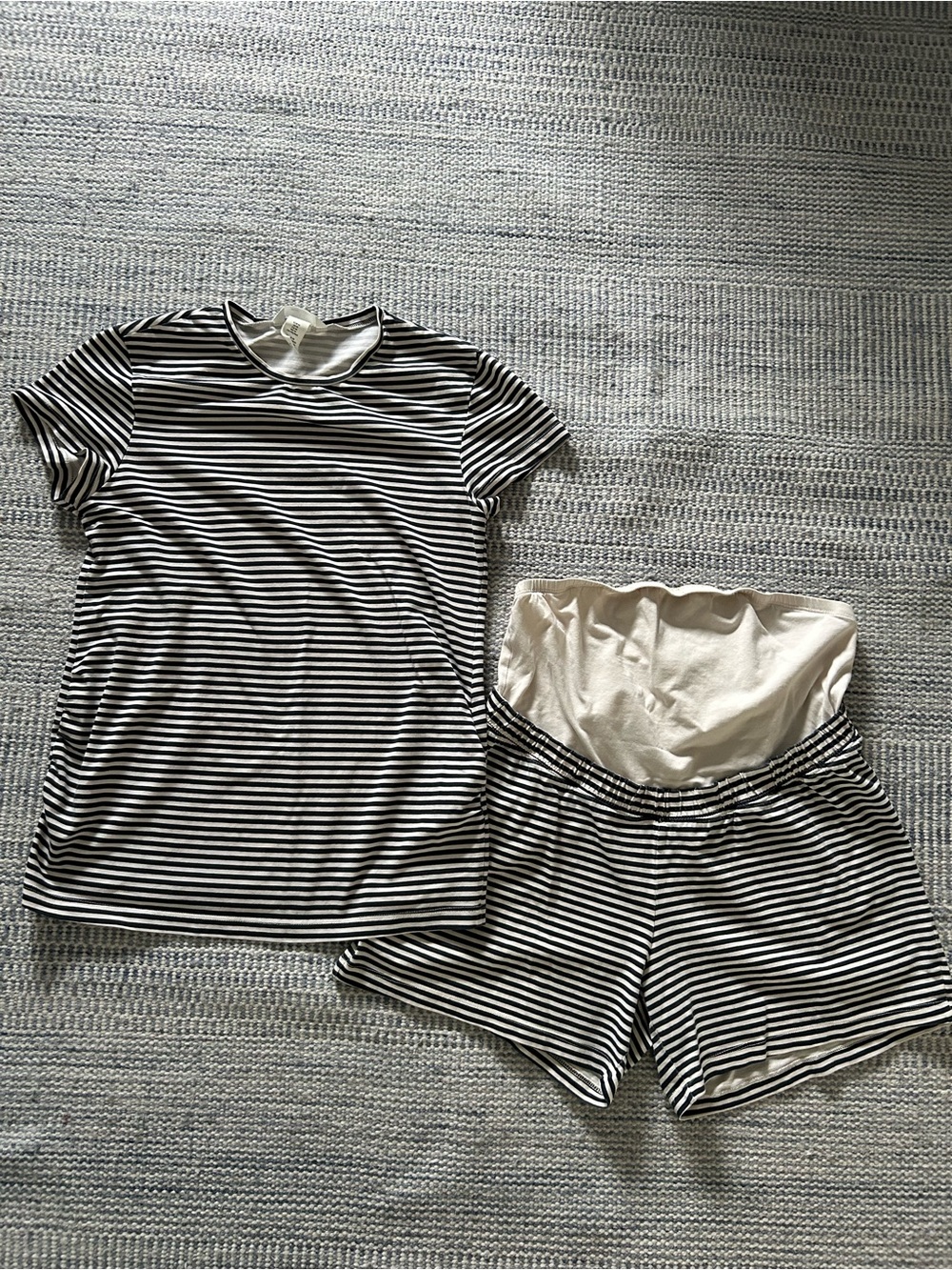 H&M Mama Striped Crewneck Maternity PJ in Navy & White